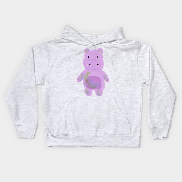 Flower hippo Kids Hoodie by artoftilly